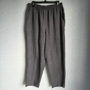 Vintage 90s Briggs Womens 18W Houndstooth Gray Elastic Waist Pants Dark Academia